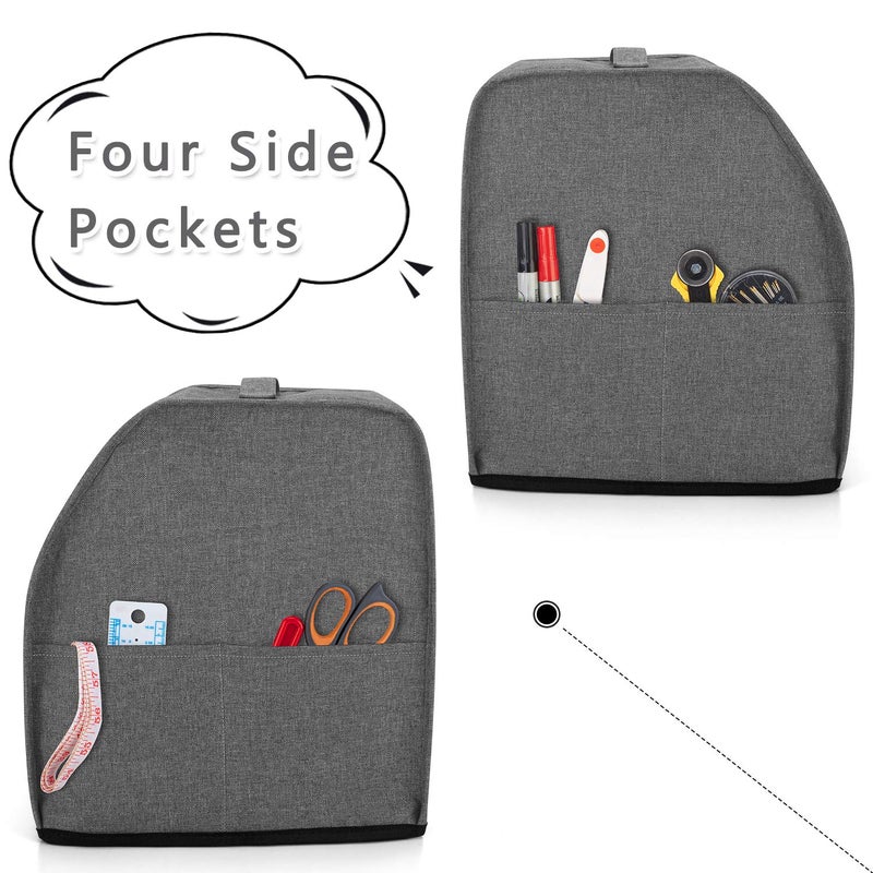 LUXJA Serger Cover with Storage Pockets for Most Standard Overlock Machines (Compatible with Singer and Brother), Gray - Image 3